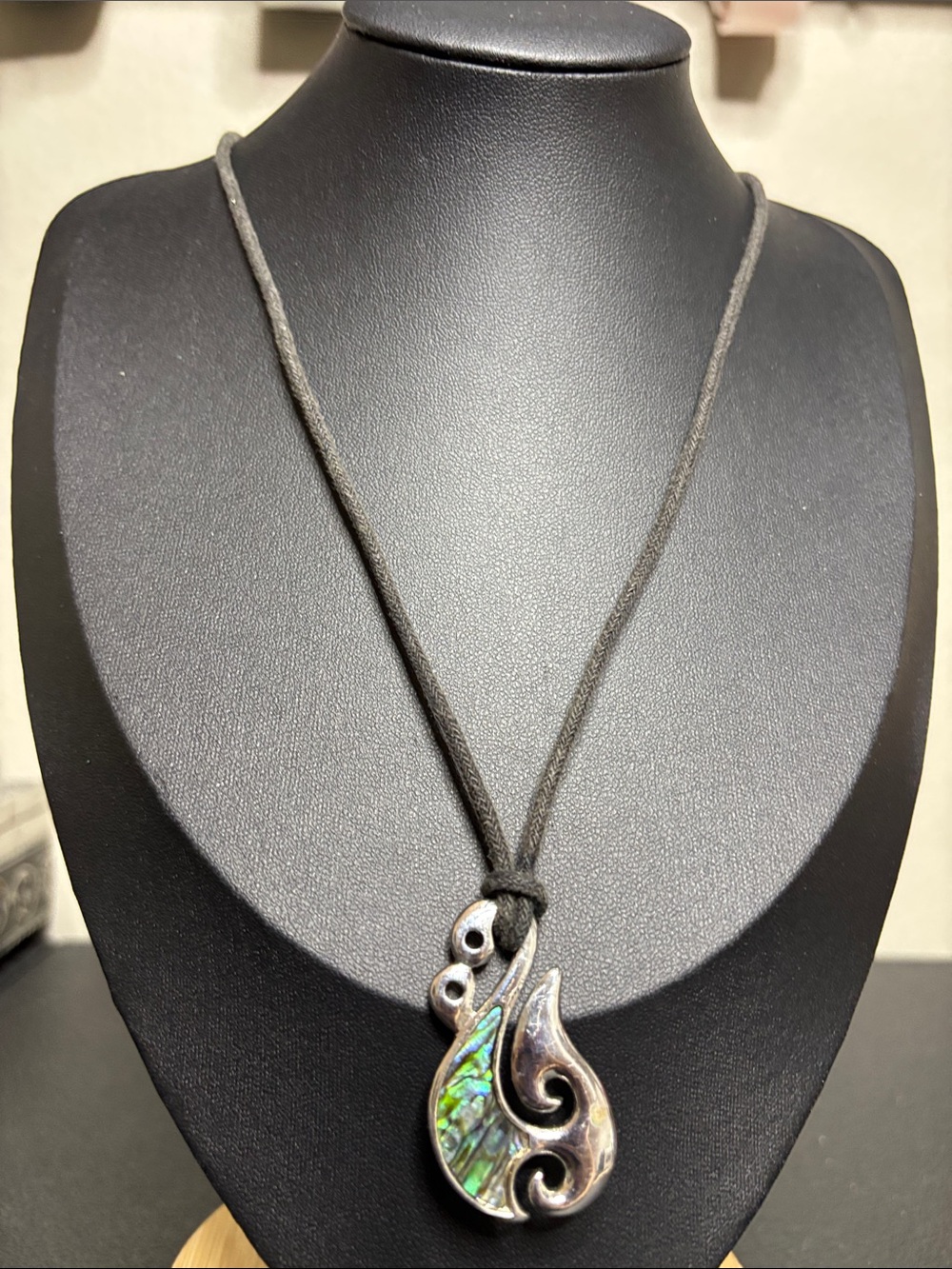 Iridescent Abalone Flame Pendant Necklace in Green and Blue - Women's Jewelry